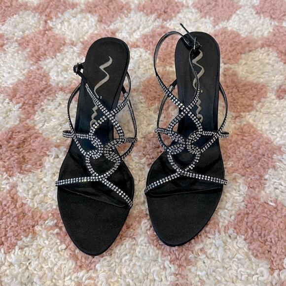 Nina Strappy Rhinestone Dressy Heels - Picture 1 of 8